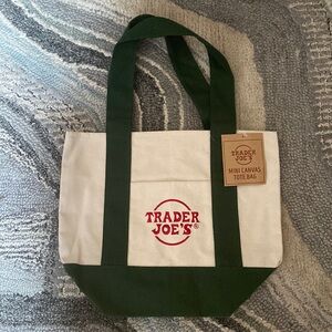SOLD-Trader Joe’s Mini Tote Bag in Dark Green NWT